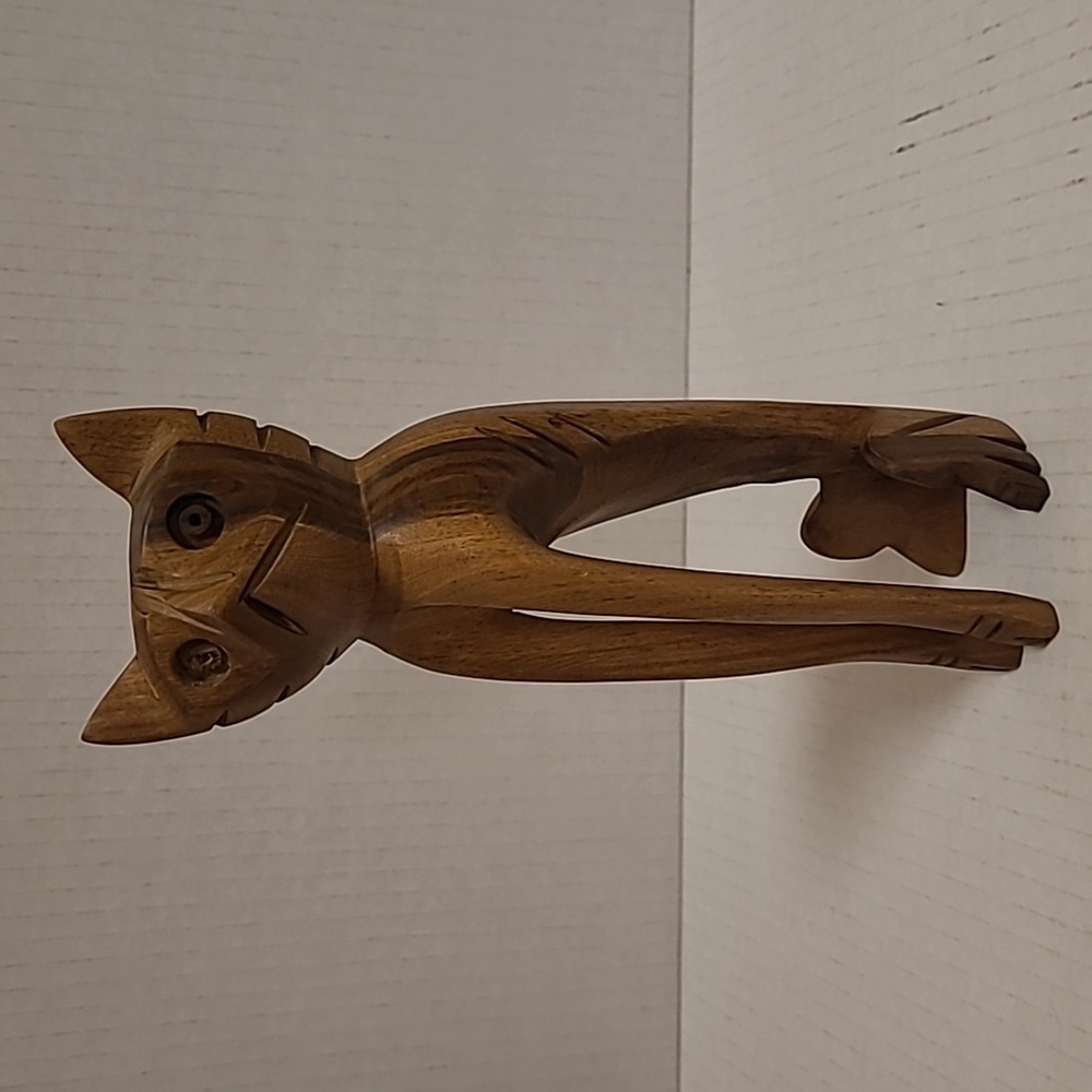 Handcarved Wooden Skinny Weirdo Cat